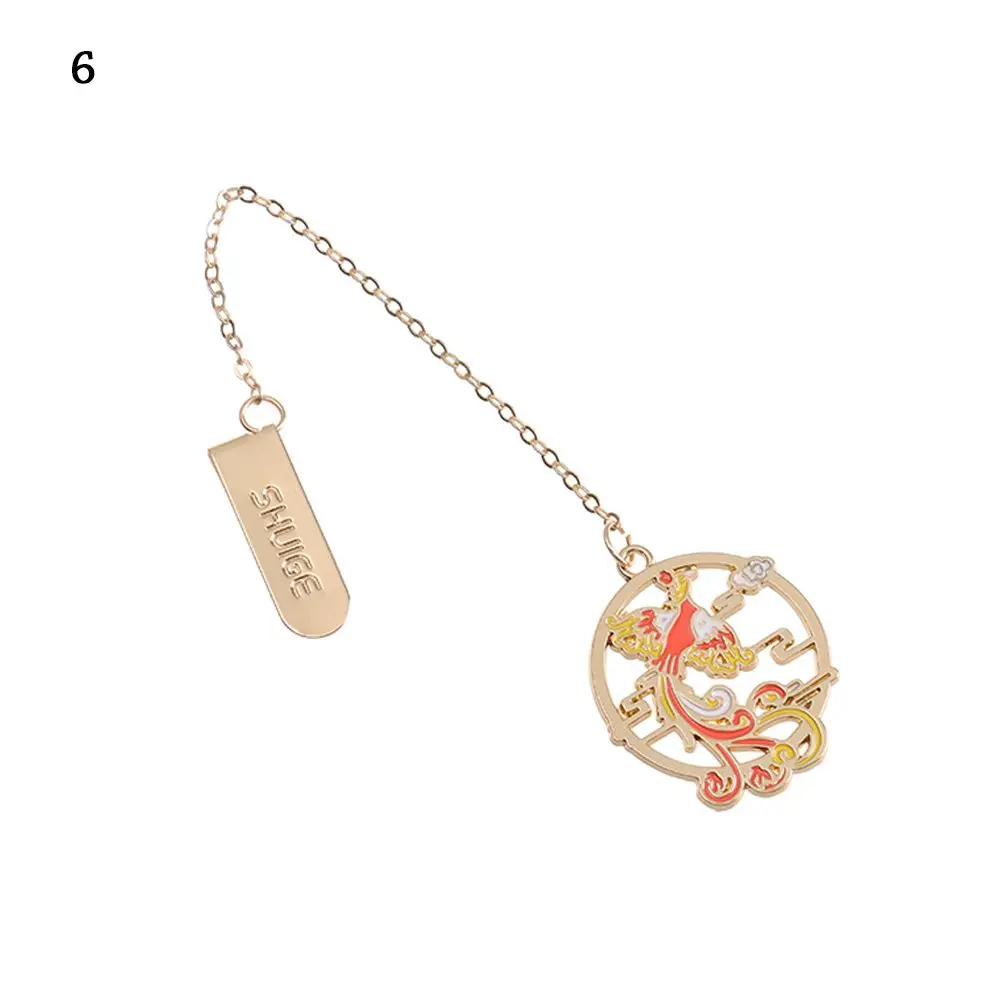 

Retro Chinese Style Red-crowned Crane Astronaut Metal Tassel Book Bookmark Pagination Mark Personality
