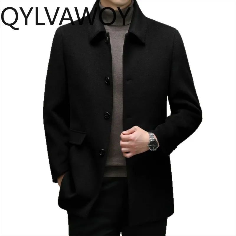 QYLVAWOY 80% Sheep Wool Man Jacket 2026 New Cashmere Jackets High Quality Coat Slim Fit Thicken Warm Clothes for Man Business