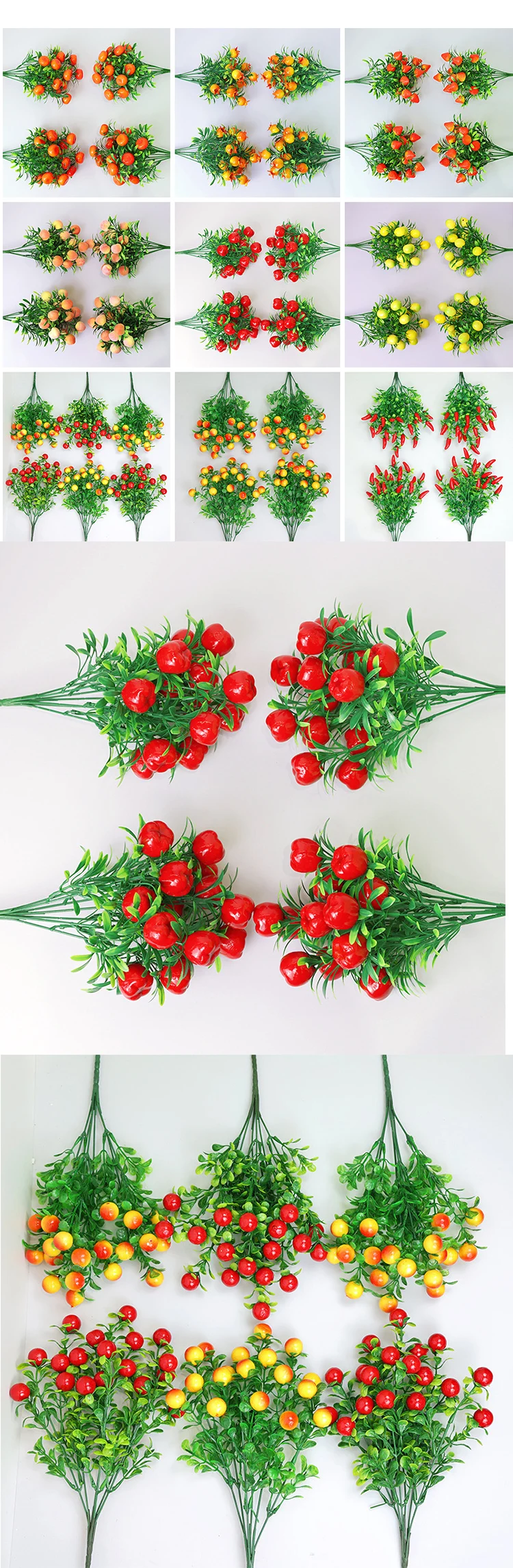 Künstliche Fruchtzweige, Chili, Apfel, Zitrone, Orange, Erdbeere, Granatapfel usw. Fruchtmodelle, Schaufensterdekoration, Requisiten, Heimdekoration – Detail 5