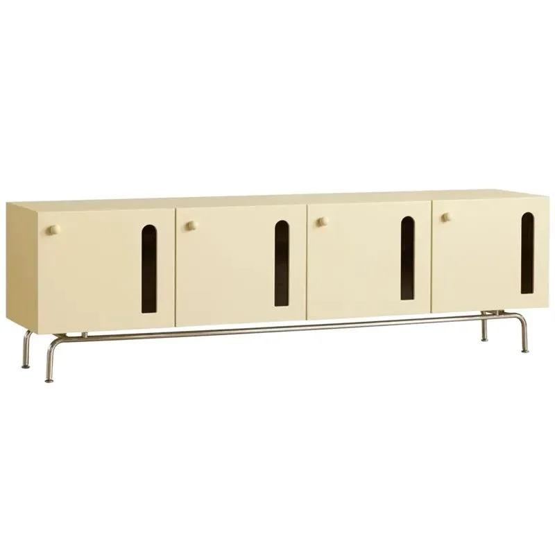 Nordic solid wood TV cabinet modern simple small apartment living room locker French TV cream wind floor cabinet