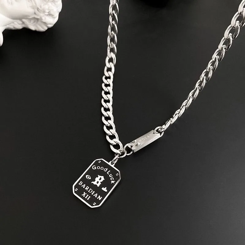 Lucky Nameplate Titanium Steel Adjustable Unisex Necklace Luxury Unique Hip Hop Streetwear Everyday Wear Statement Jewelry Gift