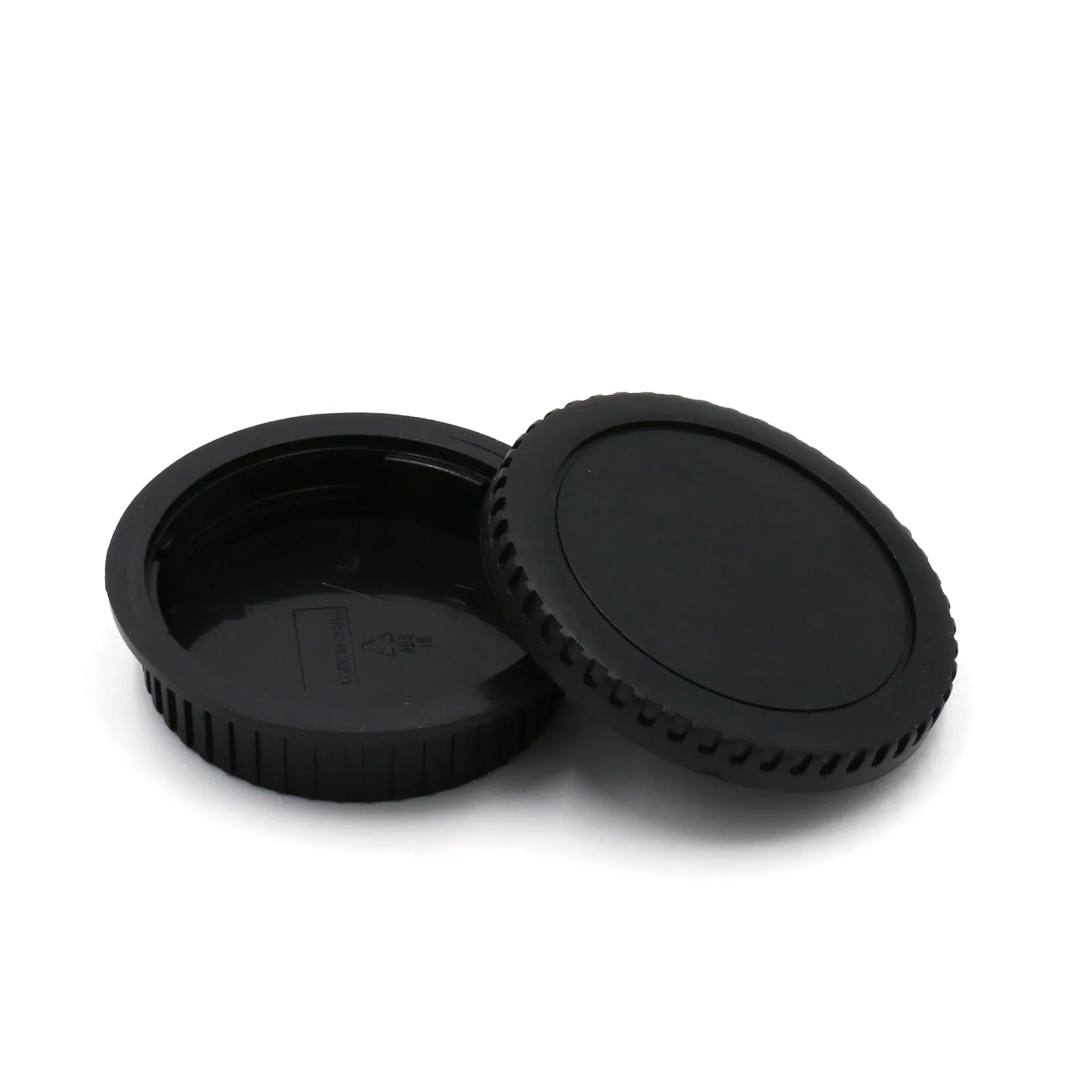 Set di coperture per fotocamera con cappuccio per obiettivo posteriore protezione per montaggio a vite antipolvere sostituzione nera in plastica per