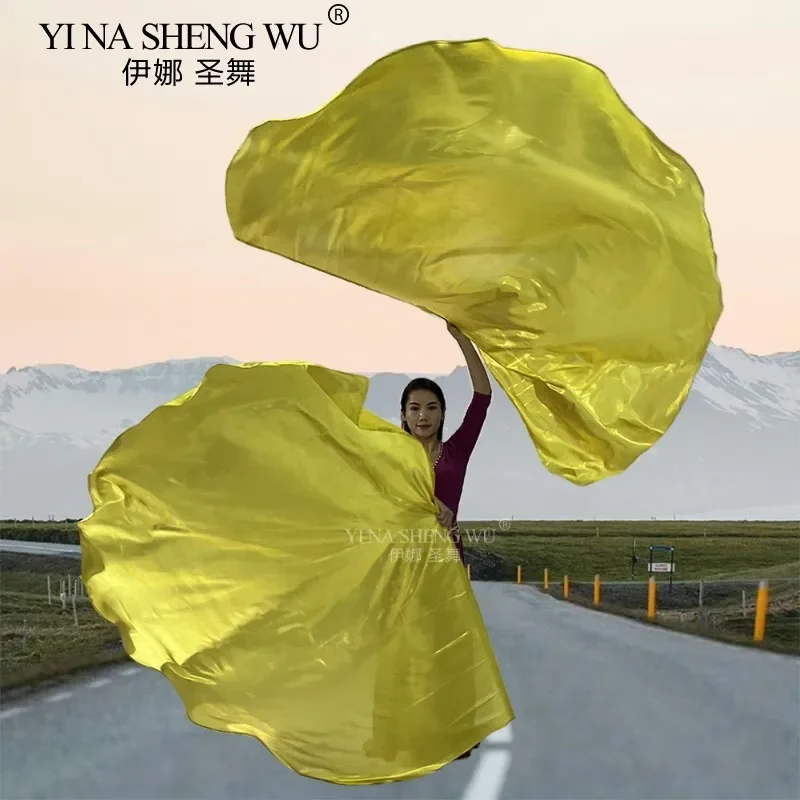 Nuovi oggetti di scena di danza Panno dorato Bandiera semicircolare Prestazioni di danza del ventre Ali di bandiera morbida 1 paio di mani sinistra destra per le donne Professio