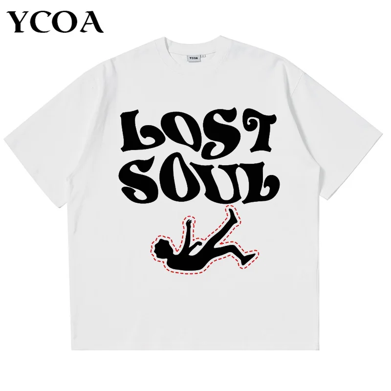 Men's T-Shirts Oversized Y2k Tops Graphic Summer Short Sleeve Cotton Tees Korean Fashion Streetwear Aesthetic Harajuku Clothing