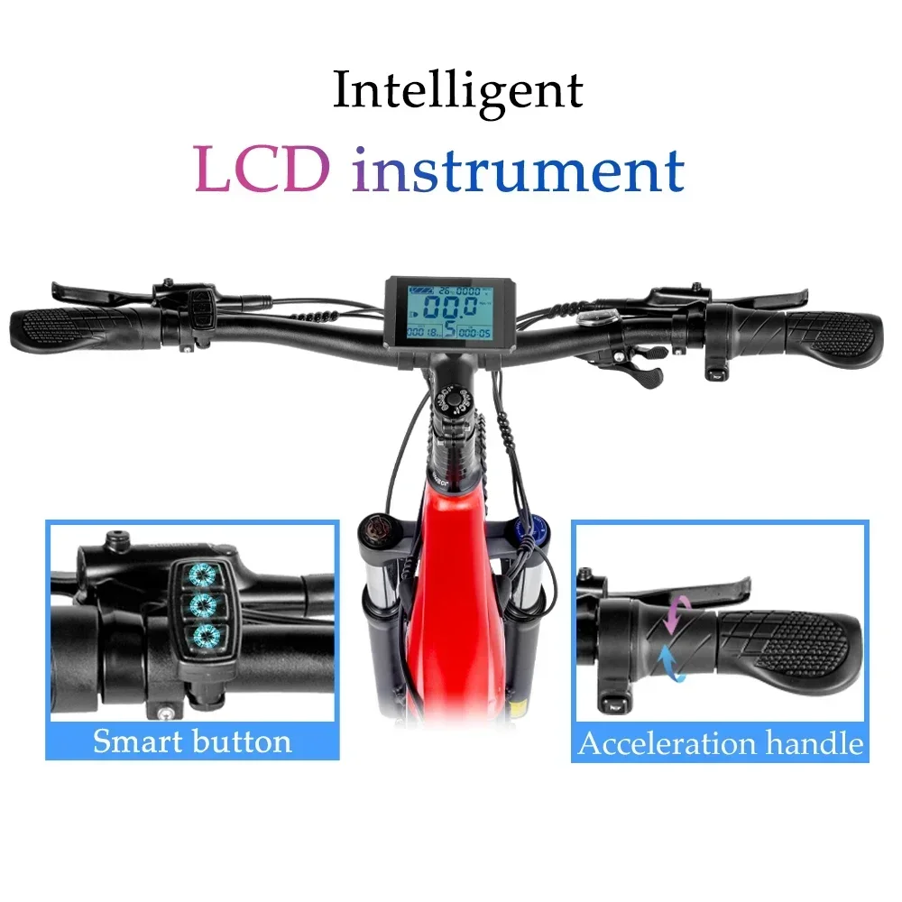 Electric Bike 1000W 48V 20AH Mountain Snow Electric Bicycle 27.5 Inch Tire Mid-mounted Shock Absorption Hydraulic Brake E-bike