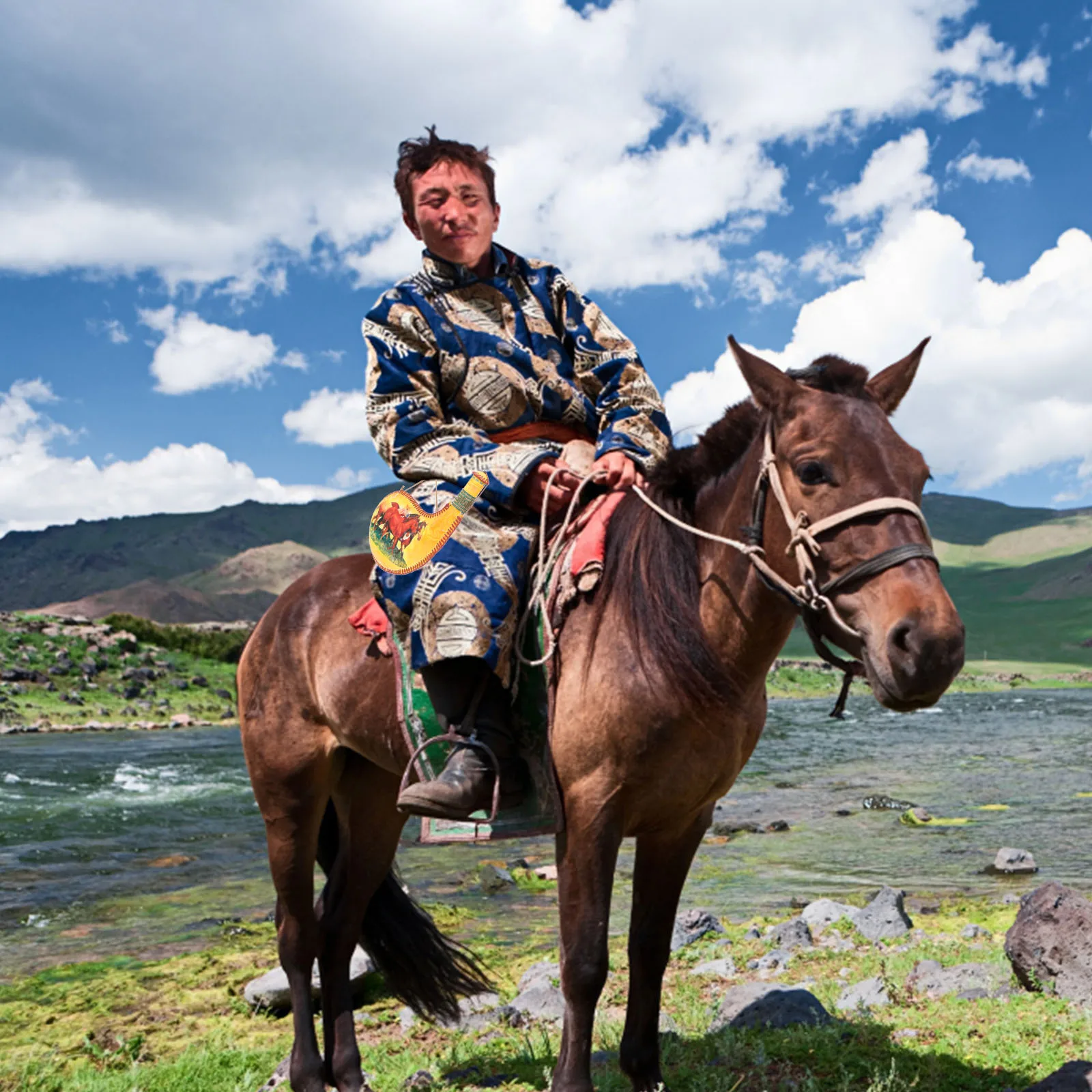 

Portable Bag Compact Lightweight for Fishing Storage Holder Camping Retro Pattern Whiskey Flask Dance Prop