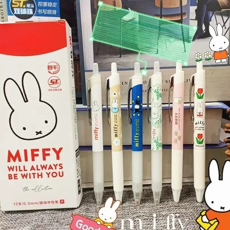 Kawaii Miffy ST Quick Dry Retractable Gel Ink Pen 05mm Fine Point Exam Practice Signature Writing Pen Click Type Stationery Tool