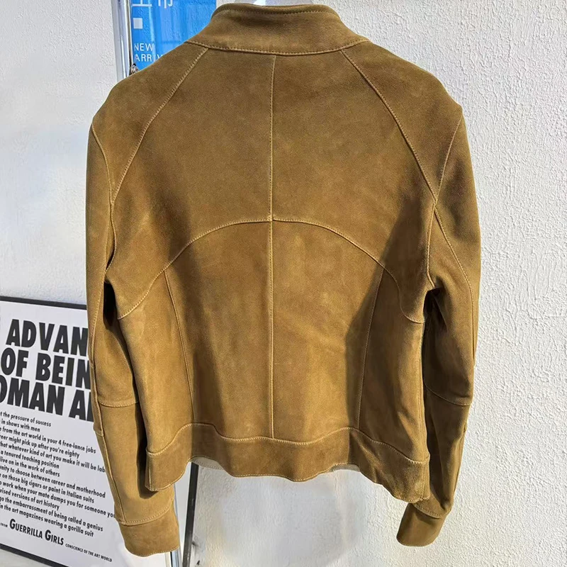 المستوردة جلد الخراف سليم صالح سترة جلدية حقيقية للنساء 2026 جديد عادية الوقوف طوق سستة الإناث الجلد المدبوغ جلد الغنم سترة قصيرة #3