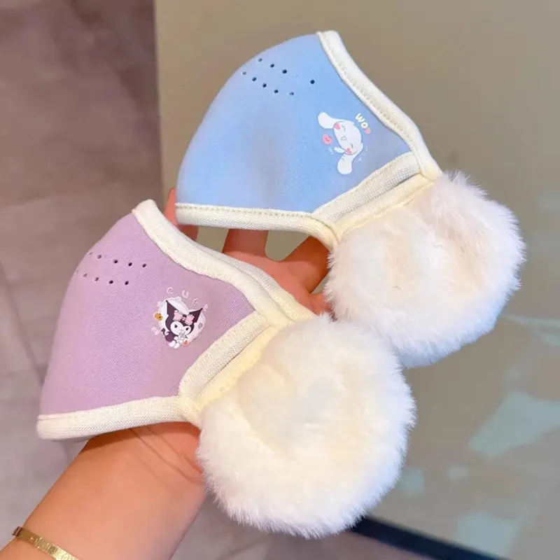 Miniso-orejeras cálidas integradas en otoño e invierno, anticongelantes y viento frío para niñas, bonita máscara de orejeras de felpa gruesa