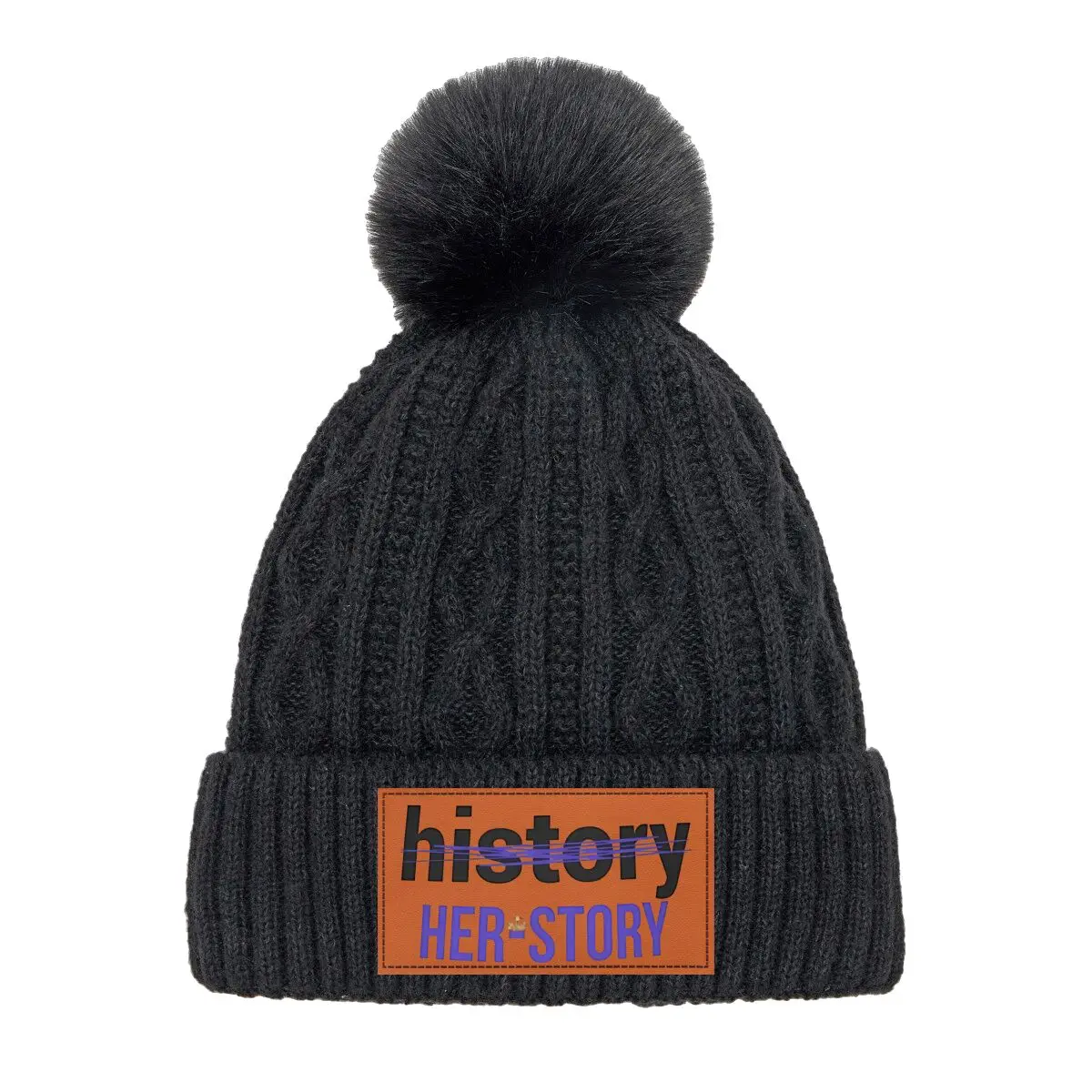 Фото Шикарная вязаная шапка с помпоном Narrative Twist Herstory Over History для свиданий и покупок