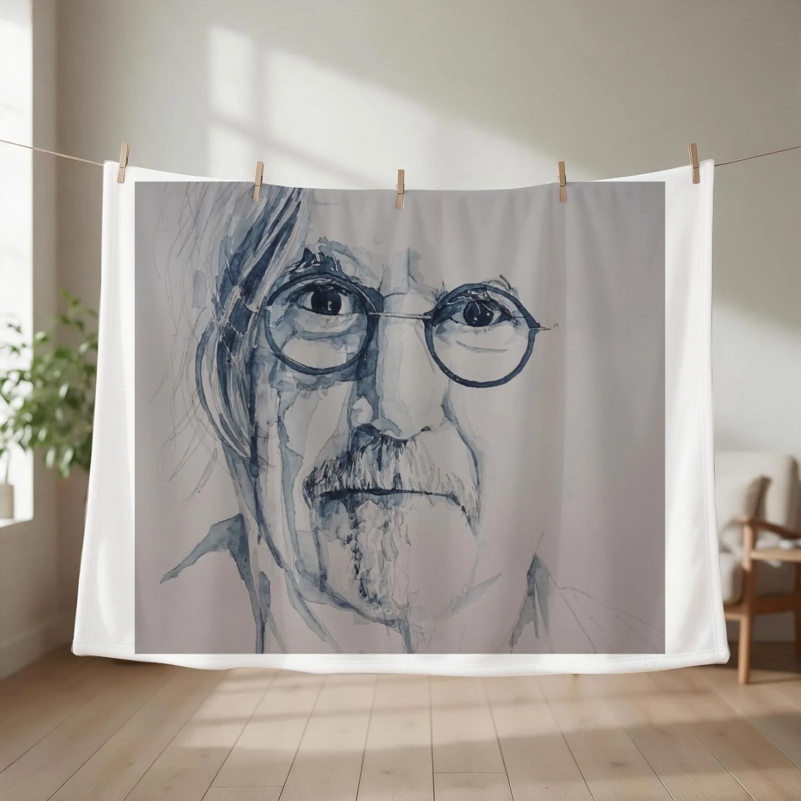Billy Connolly - Watercolour Throw Blanket couch cozy soft plush fuzzy picnic outdoor blanket