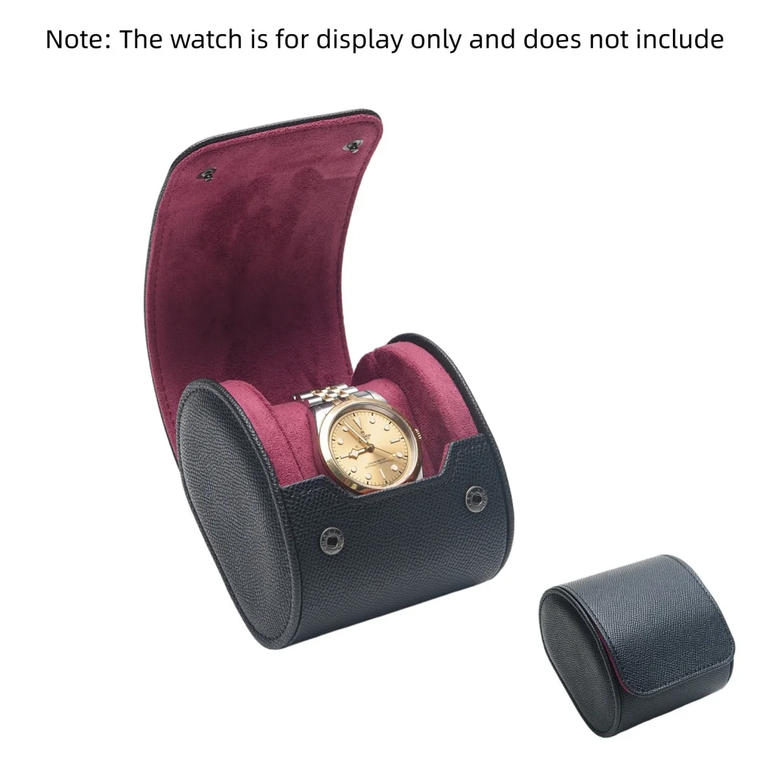 PU Leather Single Watch Travel Case, Portable Wristwatch Storage Pouch for Travel Home Use