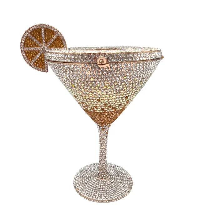 XIYUAN Newest Luxury Diamond Goblet Martini Evening Bags City-Girl Gems Clutch Lovely Bridal Party Purse  Stone Day Clutch Pouch