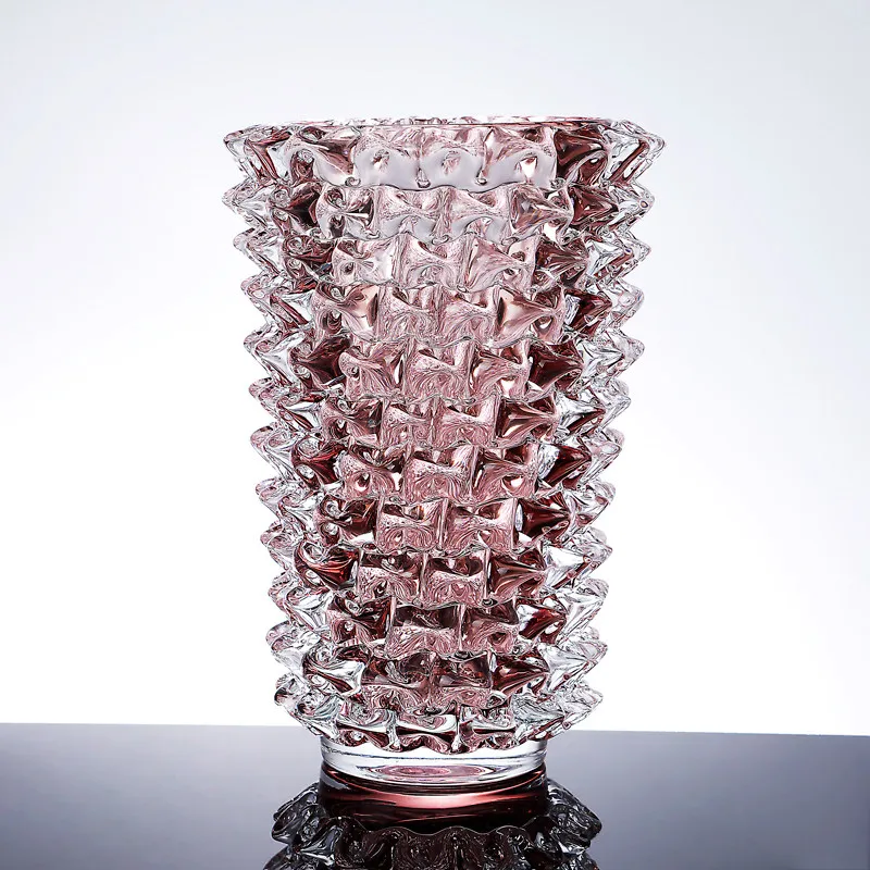 Light luxury pink heavy crystal handmade glazed vase modern living room bedroom water raising flowers art flower ware ornament