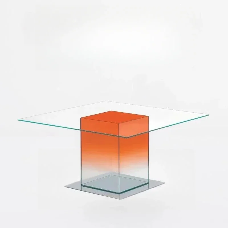 Italian glass dining designer home coffee negotiation table Internet celebrity modern simple square