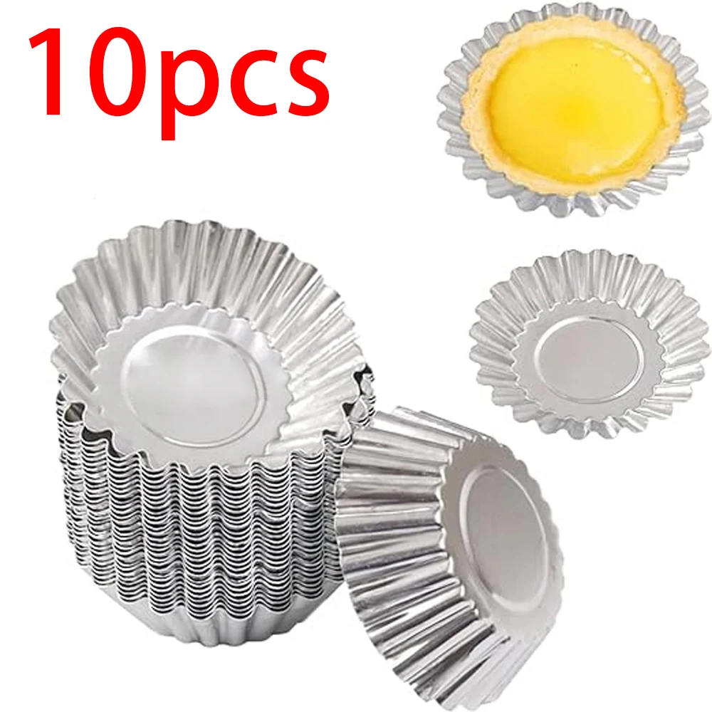 

10Pcs/Set Egg Tart Molds Stainless Steel Cupcake Mold Thickened Reusable Cake Cookie Mold Tin Kitchen Baking Tool cake molds