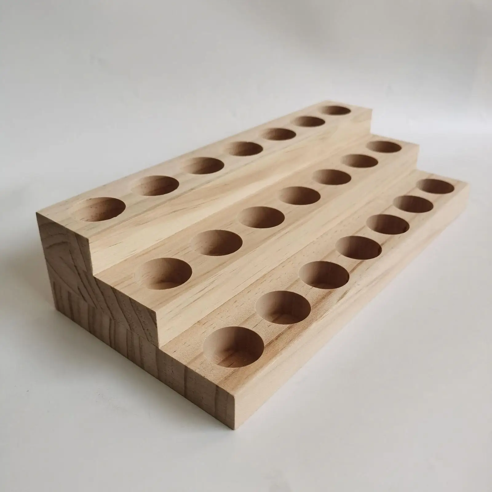 21 Holes Wooden Essential Oil Storage Rack 3 Tier Container Ornaments Tray Case