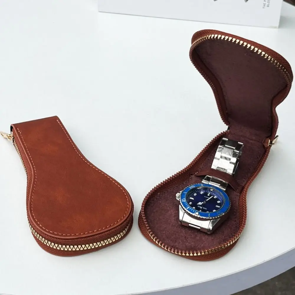 Portable PU Watch Case Dust Proof Soft Lining Watch Pouch Compact Design Scratch Resistant Jewelry Box Daily Organize