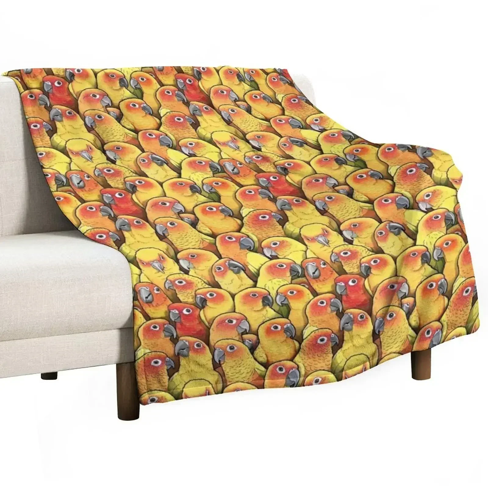 Sun Conures Throw Blanket Flannel Fabric Flannels Blankets