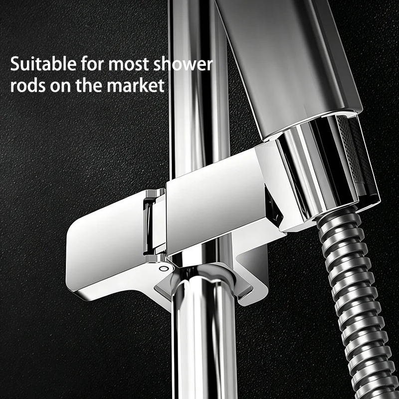 No-punch Shower Bracket Hanging Bathroom Adjustable Lift Rod Shower Shelf Removable Universal Holder