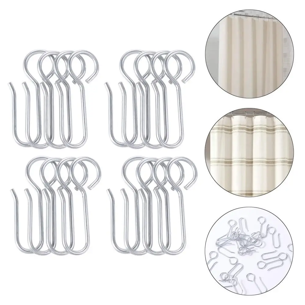 20Pcs S Shaped Curtain Track Hooks Metal Drape Ceiling Drapery Hook Pin Pinch Pleat Hook Convenient Shower Curtain Hanger