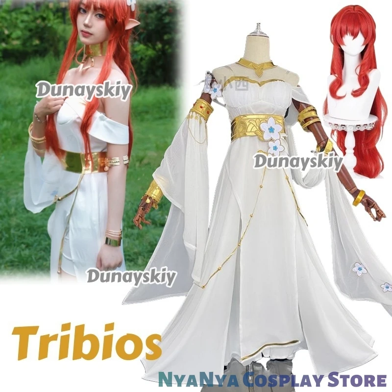트리비오스 코스프레 혼카이 스타 레일 코스튬 가발 드레스 헤드웨어 귀 홀리 메이든 오브 자누소폴리스 앰포레우스 할로윈 여성용