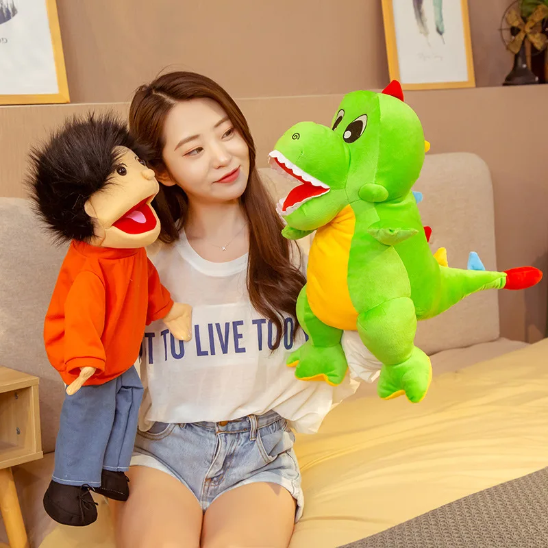 Cute Stuffed Plush Doll Animal Hand Puppet Children Theater Performance Props Dinosaur Panda Scary Plush Toys Kids Gifts H1