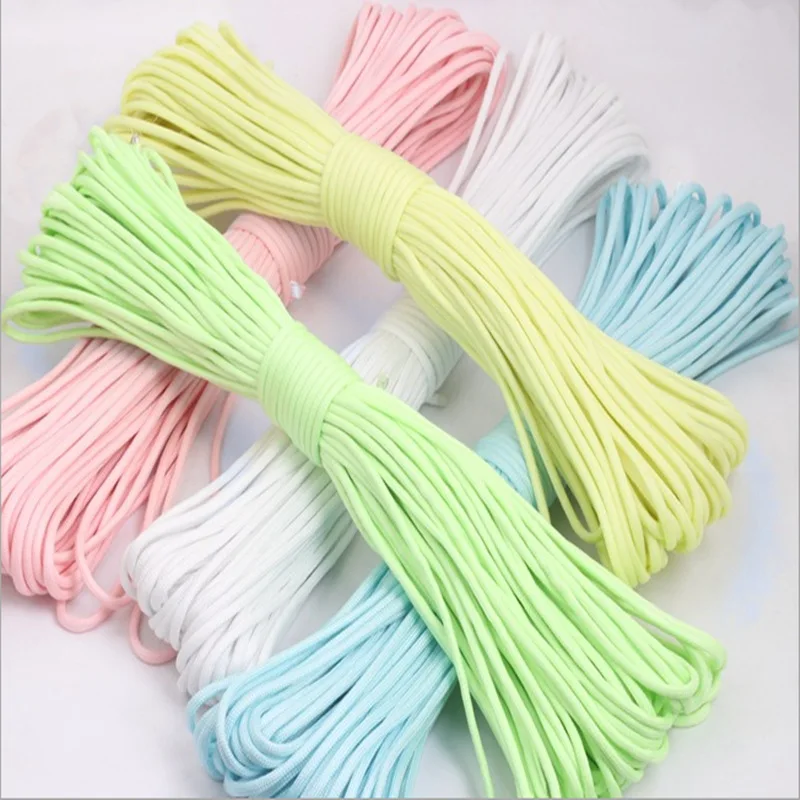 4mm Colour Luminous Parachute Cord Rope Lanyard Rope Warning Rope Mil Spec Type One Strand Climbing Camping Survival Equipment