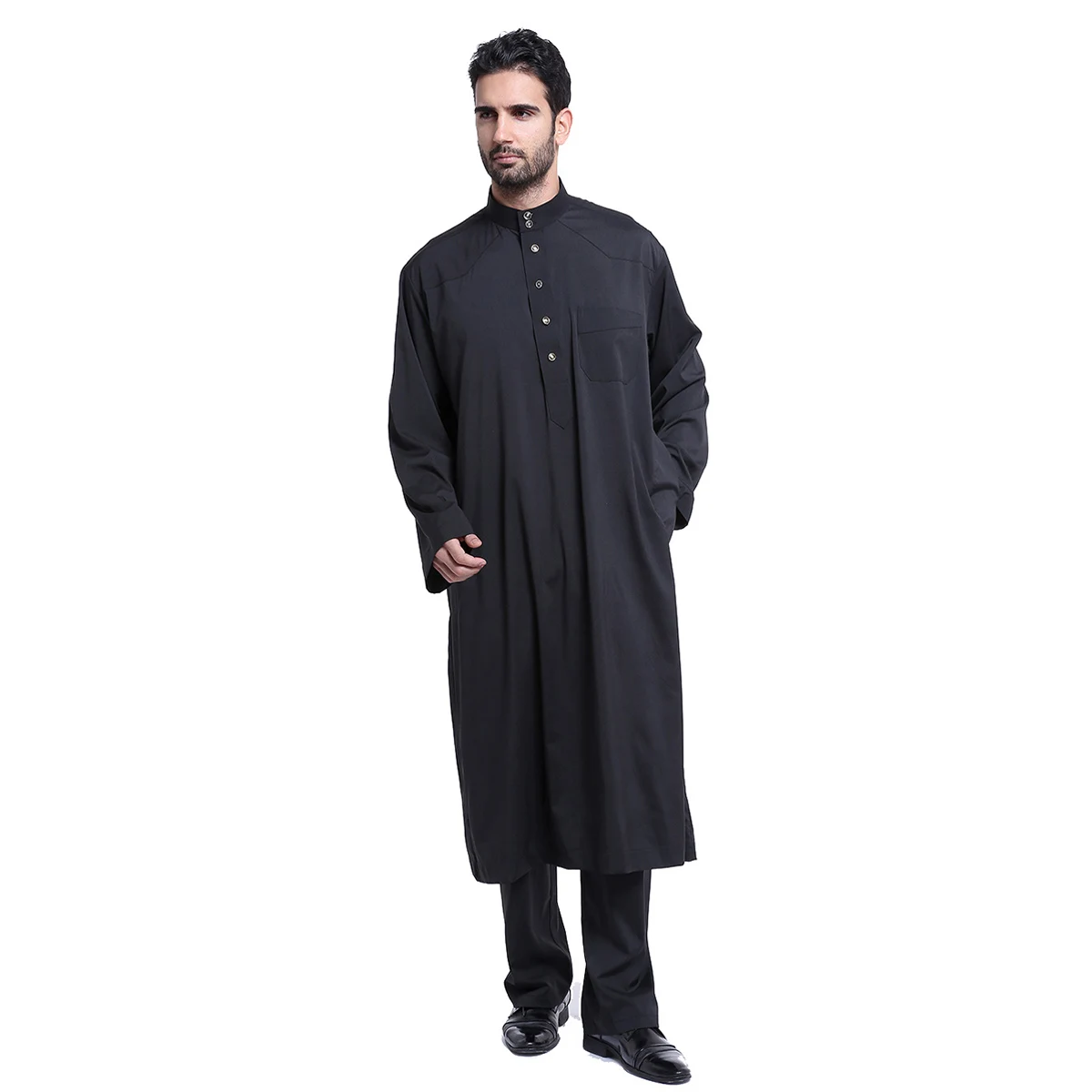 2024 Muslim Mens Thobe Jubba Set Arab Turkey Malay Islamic Clothing Suit Abaya With Pants Full Body Adult Robe Dress Set TH805