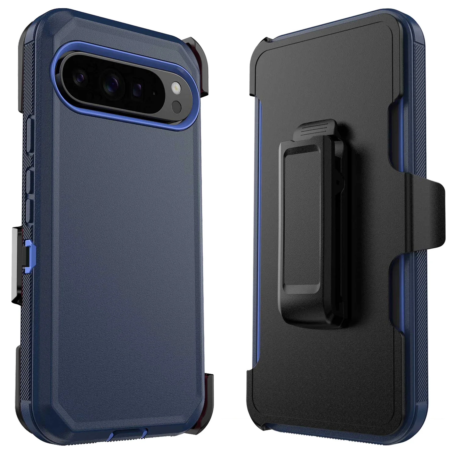 

Темно-синий чехол для Google Pixel 10/10 Pro/10 Pro XL, сверхпрочный, ударопрочный, защитный, гибридный, 3-слойный, с клипсой для ремня