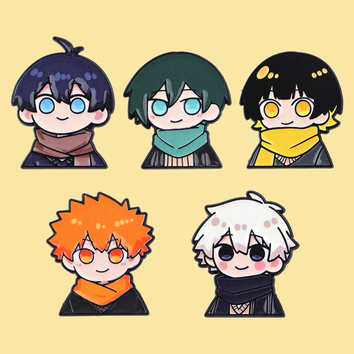 1-5 Stück/Set Cartoon Anime Jungen Emaille-Pin Niedliche Chibi-Charakter-Brosche für Mantel Damenbroschen Modische Reversnadeln Schmuckgeschenke