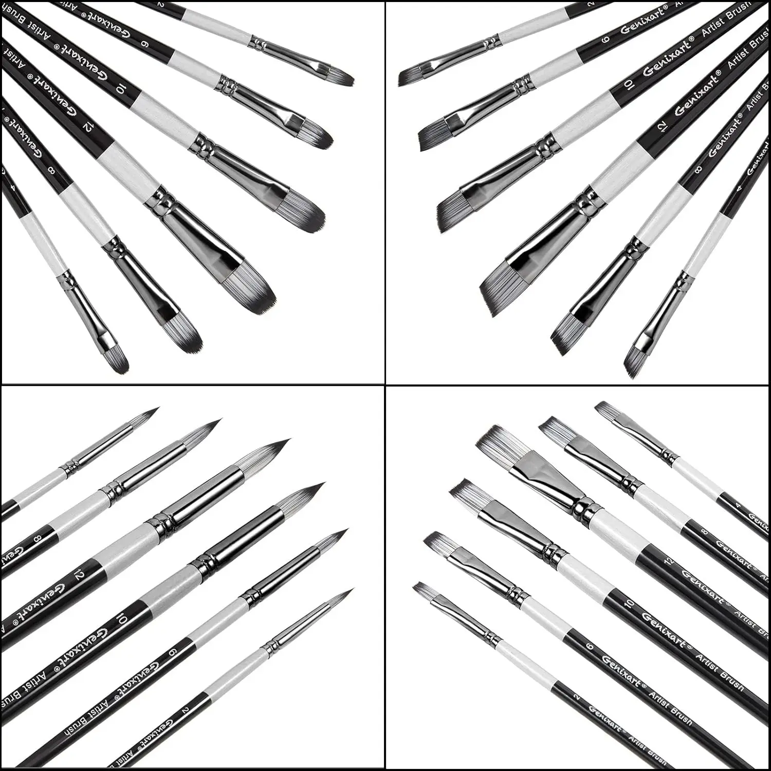 

24 Pcs Paint Brush Set, Artist Brushes for Acrylic Oil Watercolor, Nylon Hair, 4 Shapes, Assorted Sizes
