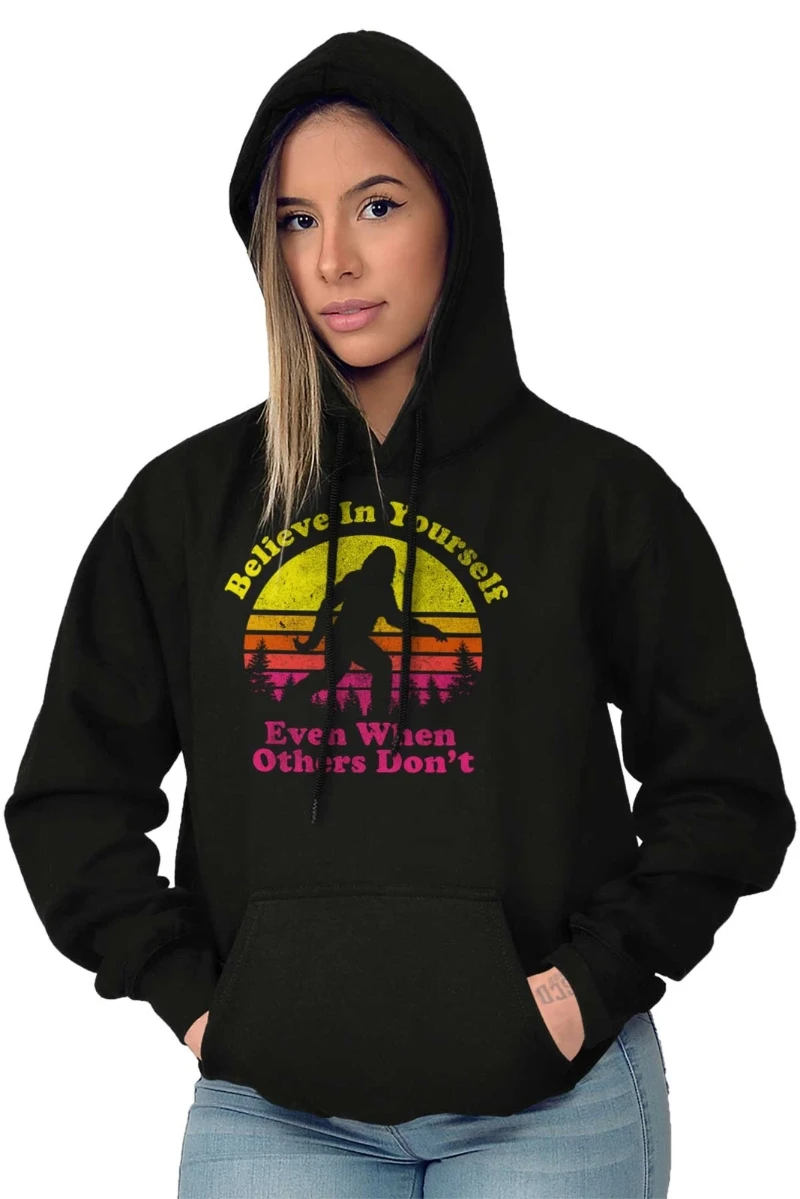 

2025 Autumn and Winter Funny Bigfoot Sasquatch Believe in Yourself Hoodie Hooded Sweatshirt Men Women
