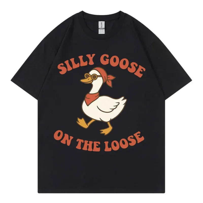 

Silly Goose on The Loose Funny Meme T-shirts Men Women Clothing Fashion O-Neck T-shirt Summer Casual Cotton Short Sleeve T Shirt