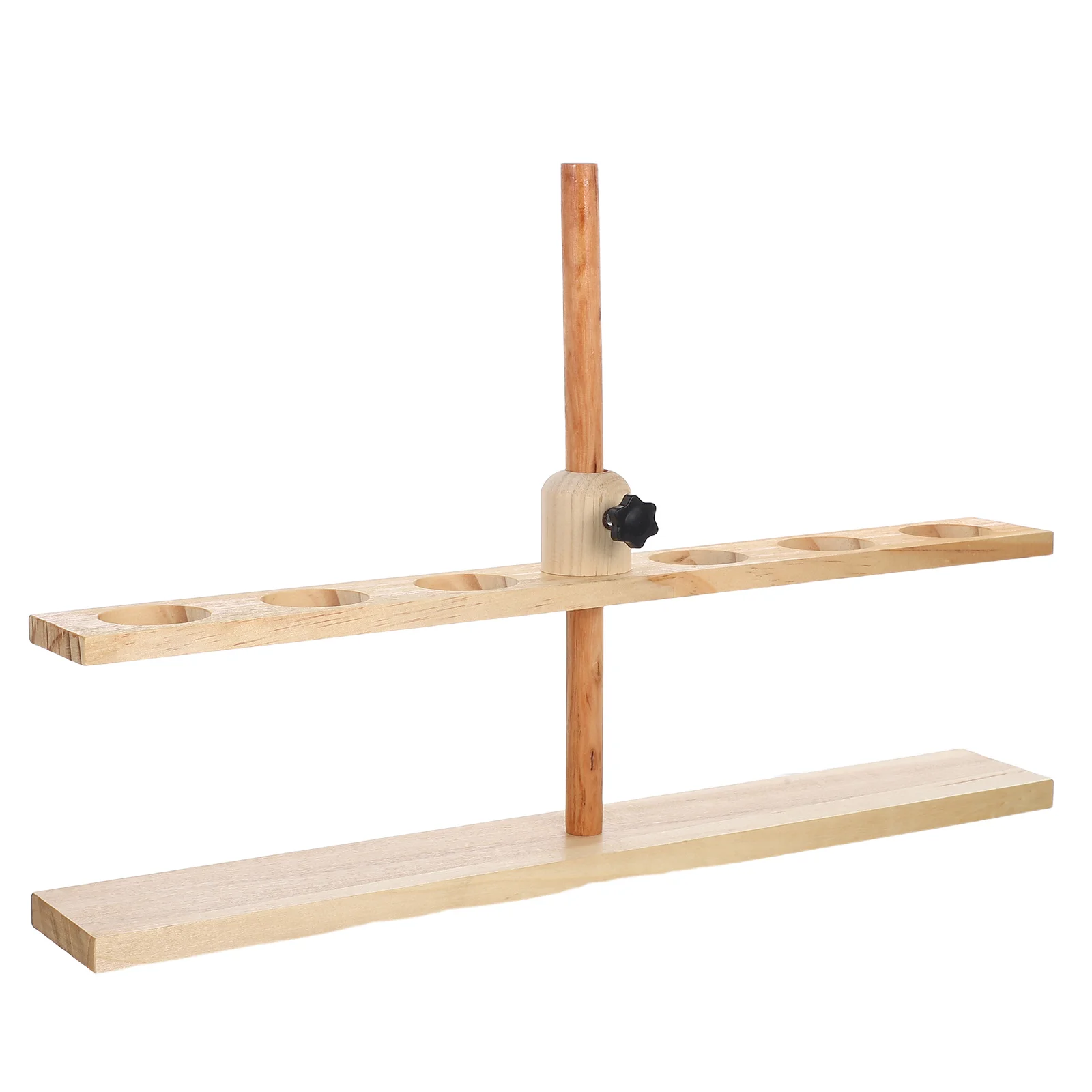 

6 Hole Wooden Funnel Stand: Adjustable Natural Solid Wood Lab Equipment For Chemistry Separatory Funnel Holder Science
