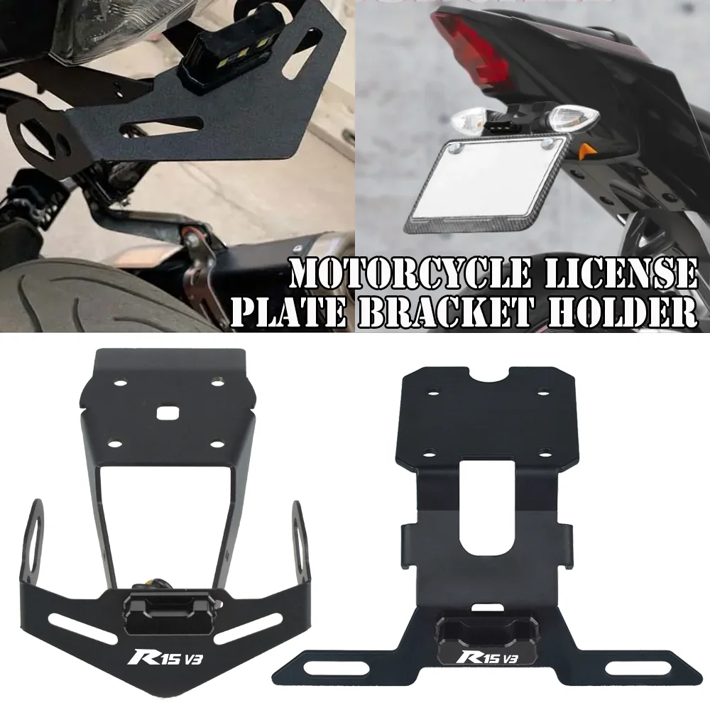 

Motorcycle License Plate Holder Bracket For Yamaha YZF R15 V3 Tail Tidy Fender Eliminator With LED Light YZF-R15 V3.0 2017-2022