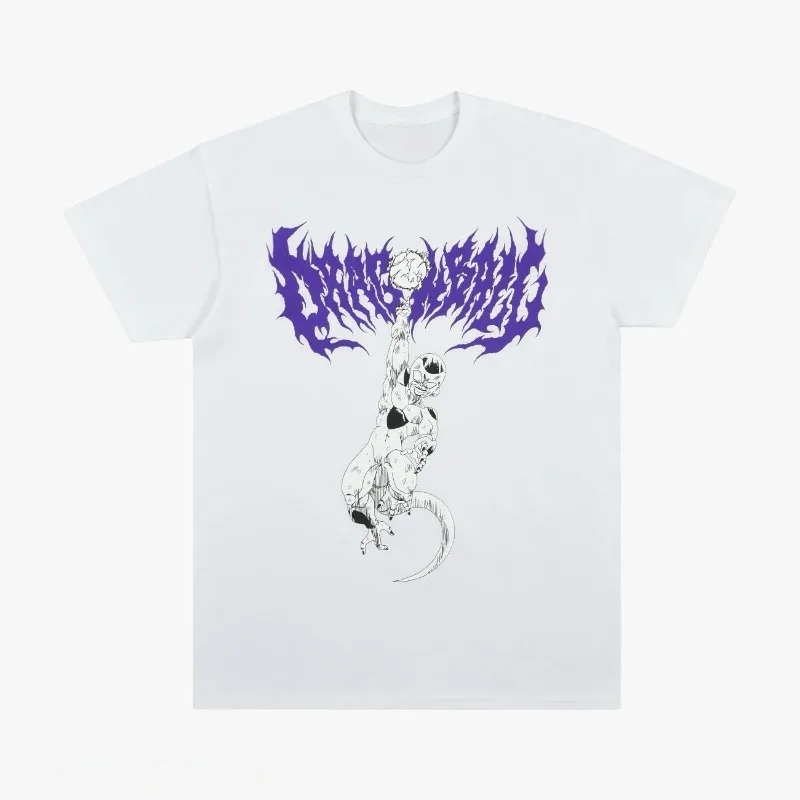 夏メンズ日本アニメドラゴンボールフリーザグラフィック Tシャツ特大綿 100% 衣類 Y2K スポーツウェアヴィンテージトップス Tシャツ