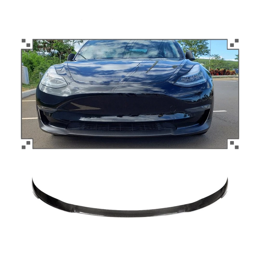 Fit For Model 3 Sedan 2016-2021 Carbon Fiber Front Bumper Lip Chin Spoiler