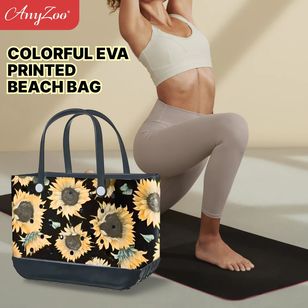 Eva Plastic Printed Tote Bag Waterproof Travel Handbag Women's Beach Sports Bag Printed Handbag Family Bag Outdoor Beach Bag