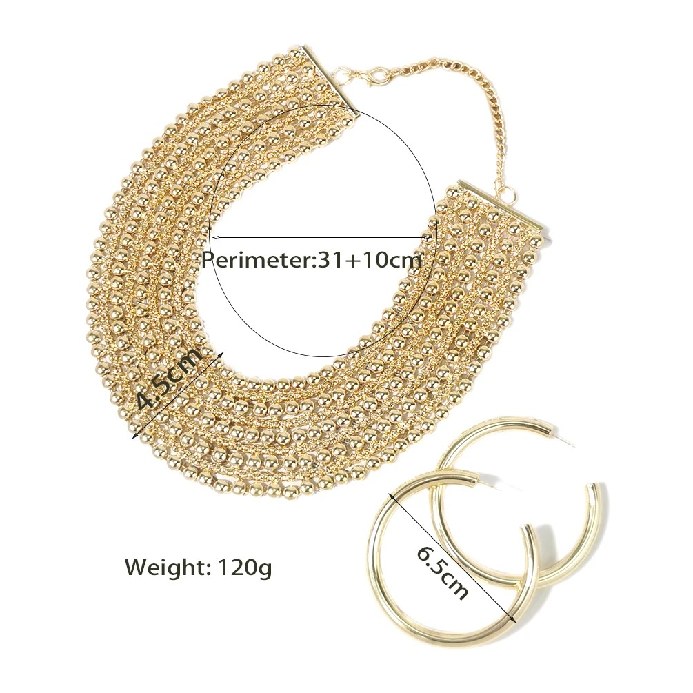 Punk Jewelry Sets Collar Choker Necklaces Big Thick Hoop Earrings Set Women Statement Chunky Metal Chain African Bijoux MANILAI