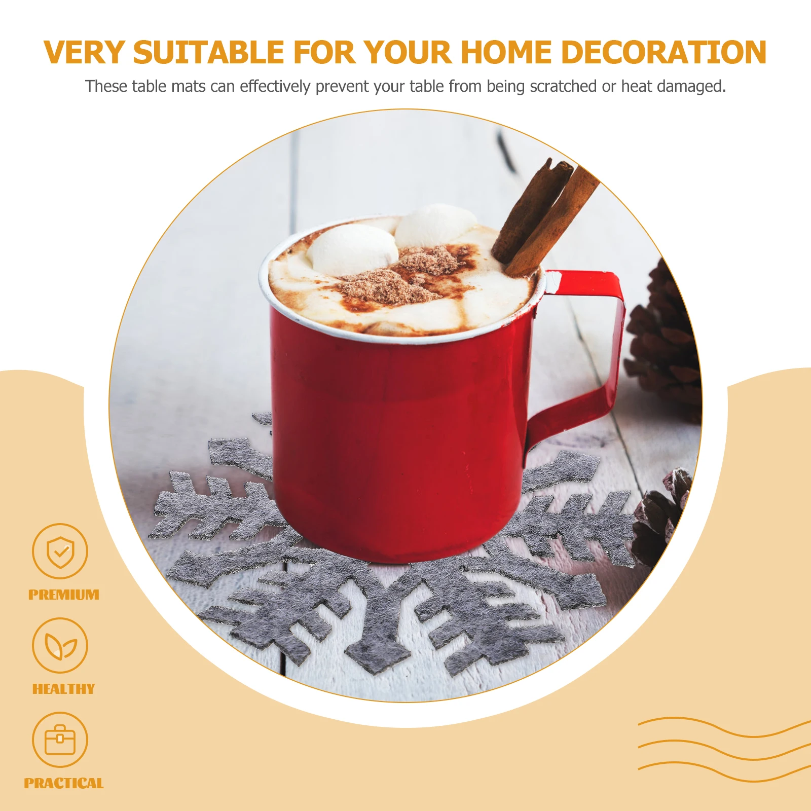 

12Pcs Christmas Felt Snowflake Cup Mats Heat Insulated Home Coasters Anti-Skid Table Mats Cup Cushions Home Coaster