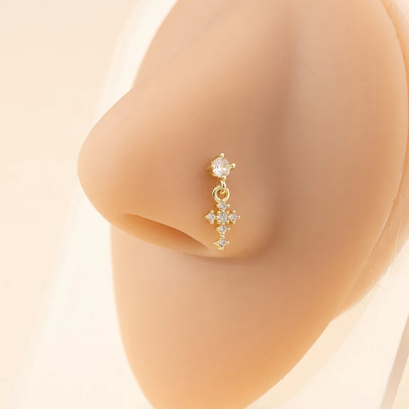 Dangle Nose Rings for Women, L Shape Nose Studs