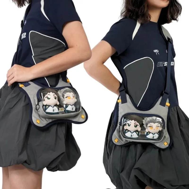 شفافة أنيمي اليابانية Crossbody ItaBag المرقعة Y2k تصميم الألم حقيبة عرض دمية Harajuku حقائب الكورية حقيبة كتف الفتيات #2