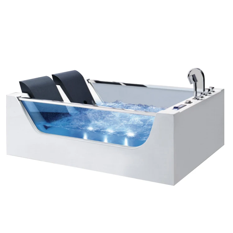 Factory Supply 2 Person Clear Acrylic Freestanding Whirlpool Massage Home Portable Spa Bathtub