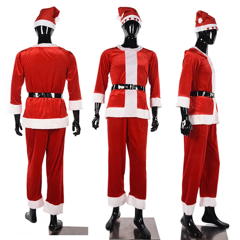 

Рождественская одежда, костюм Санта-Клауса, красное платье, шаль, шляпа, пояс, стиль, мужское рождественское платье, праздничная одежда