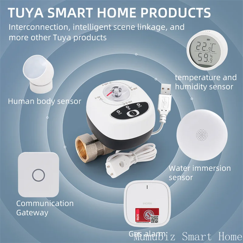 Tuya Smart WiFi Water Vavle Gas Shutoff for DN15/DN20/DN25 APP Wireless Control Timer with Leakage Protection Alexa Compatible