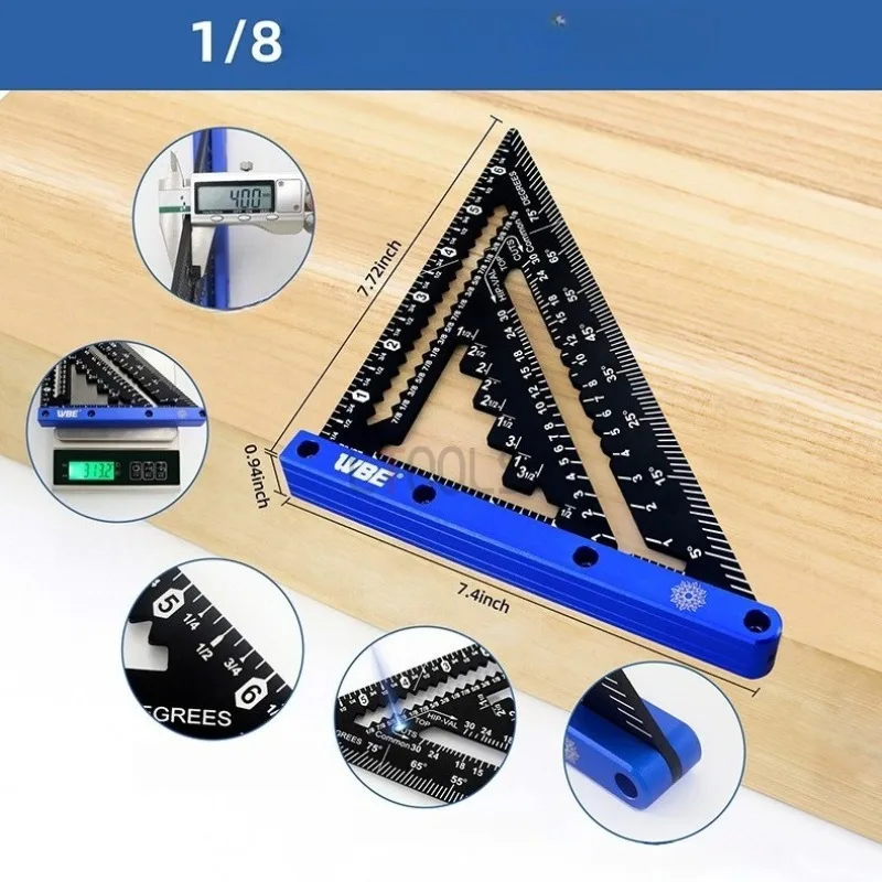 

Woodworking Combination Angle Ruler Set High Precision Imperial Scale Triangle Plate Thickened Aluminum Alloy Measuring Tools