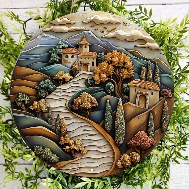 

Round Aluminum Metal Sign, Art Decor, Waterproof and Weather Resistant Wall Hanging with HD Printing, Home and Garden Decoration