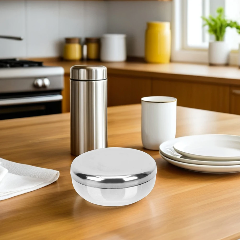 

Stainless 10Cm Rice With Lid Style Soup Snack Serving Dish For Salad Noodles Single Layer Design Steam Rice Metal Korean