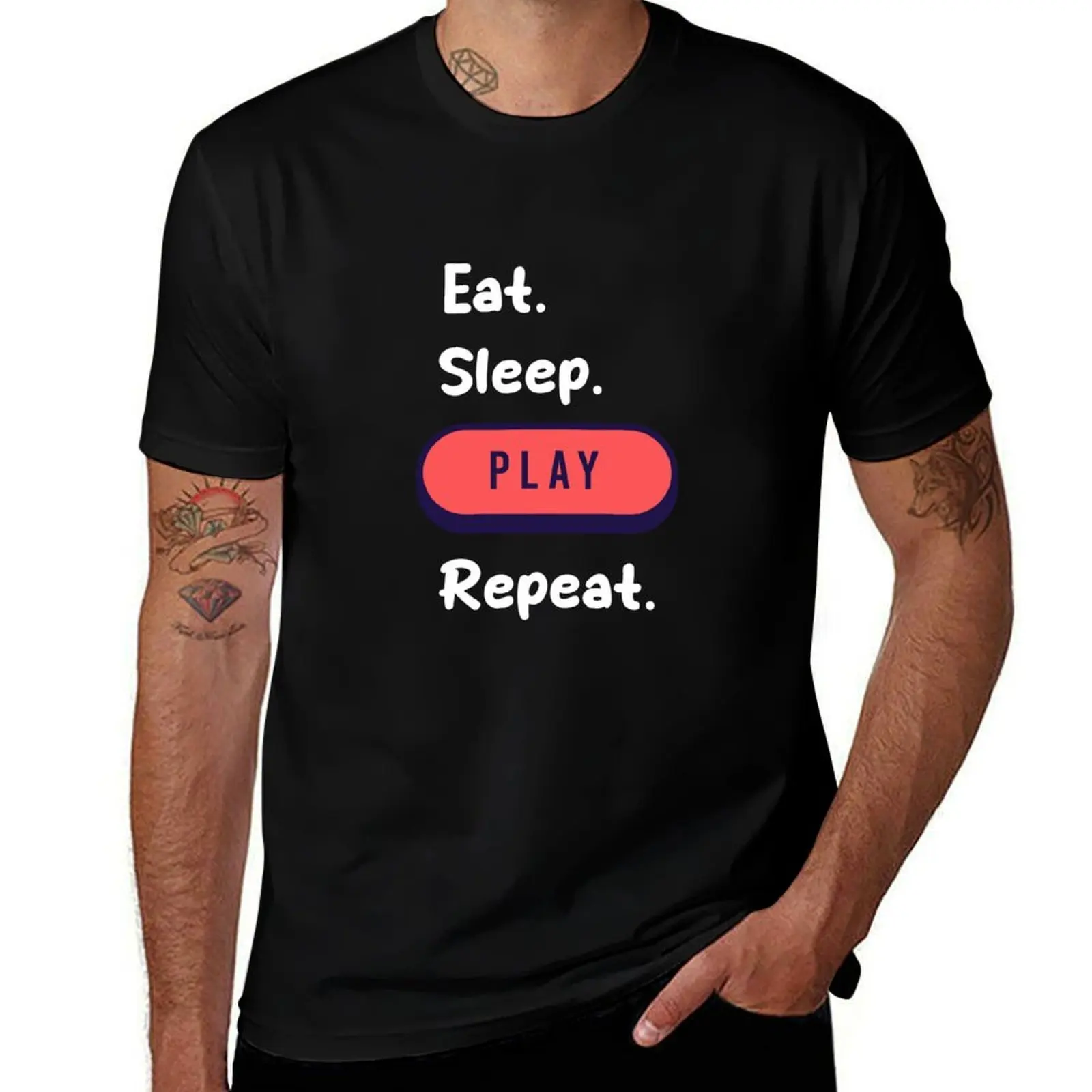 Футболка Eat Sleep Play Repeat, синяя арховная футболка, подарки для парня, таможенная роскошная одежда для мужчин